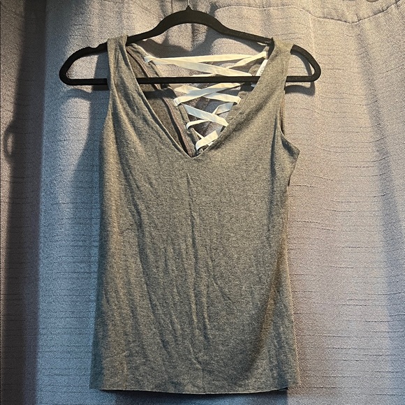 Bailey 44 Gray Lace-Up Tank Top - Picture 1 of 2